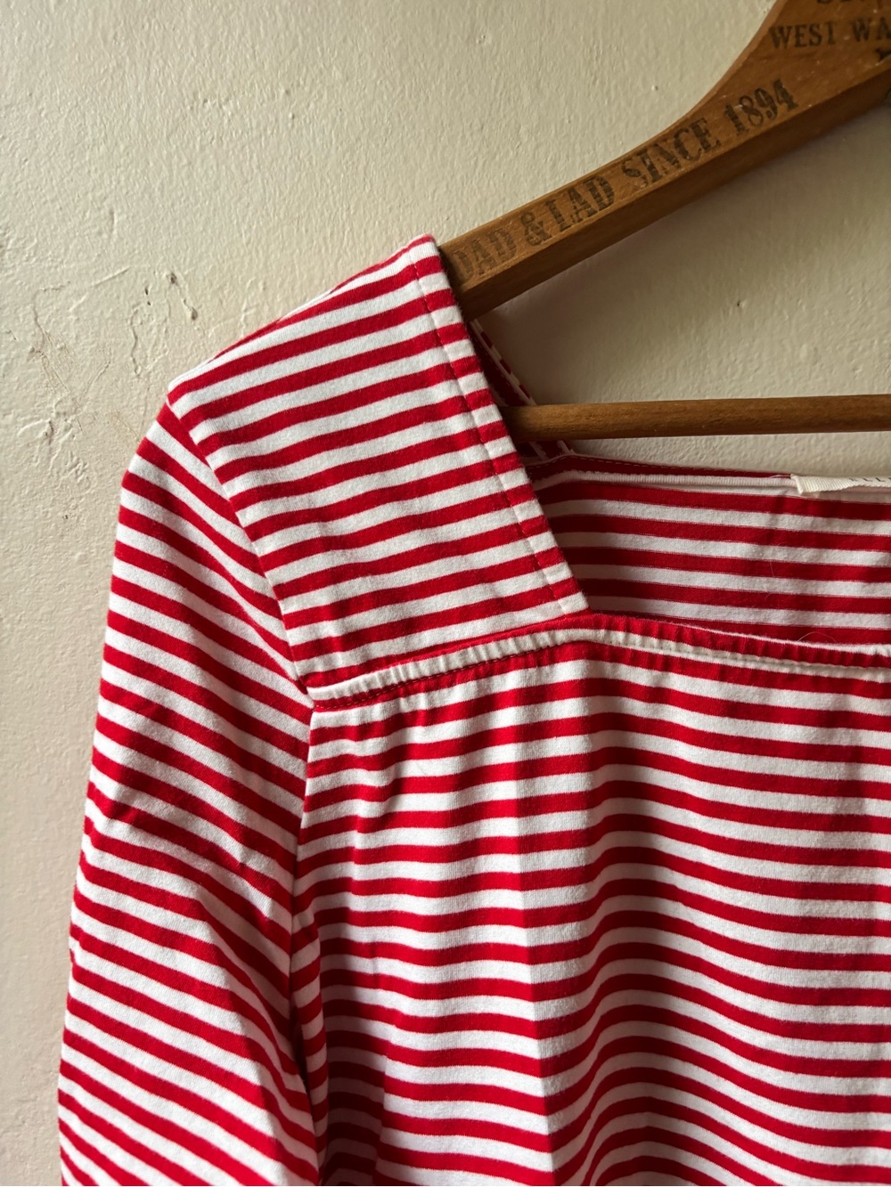 Ellison Striped Shirt Boatneck Red Nautical French Girl Summer Top EXC Large - Picture 2 of 7